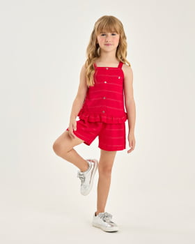 CONJUNTO INFANTIL SOMNII BATINHA E SHORTS EM TECIDO MAQUINETADO - 3254080