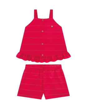 CONJUNTO INFANTIL SOMNII BATINHA E SHORTS EM TECIDO MAQUINETADO - 3254080