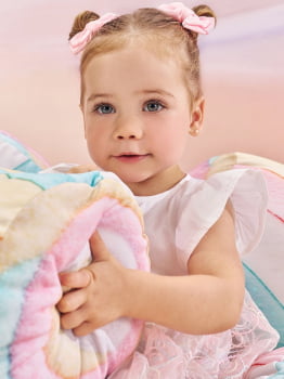 VESTIDO INFANTIL CINTI EM TULE BORDADO DE CORAÇÕES COM APLICAÇÕES DE LANTEJOULAS - 10455 VESTIDO INFANTIL CINTI EM TULE BORDADO DE CORAÇÕES COM APLICAÇÕES DE LANTEJOULAS - 10455