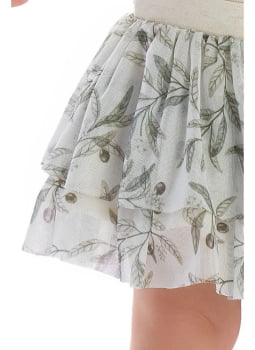 CONJUNTO INFANTIL KIKI BODY COM BORDADO E SAIA EM TULE ESTAMPADO - 1400010