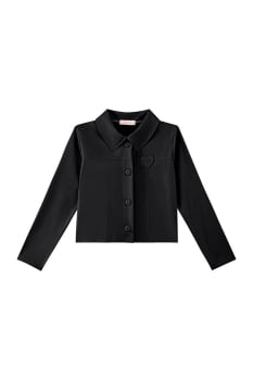 JAQUETA BOXY INFANTIL KUKIÊ EM COURO ECO PRETO - 91867