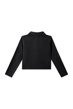 JAQUETA BOXY INFANTIL KUKIÊ EM COURO ECO PRETO - 91867