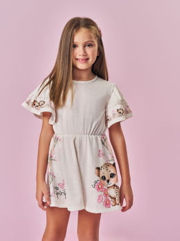 MACAQUINHO INFANTIL CINTI EM LINHO ESTAMPADO - 12698