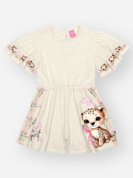 MACAQUINHO INFANTIL CINTI EM LINHO ESTAMPADO - 12698