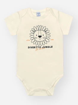 CONJUNTO INFANTIL DIVERTTO BODY ESTAMPA JUNGLE ACOMPANHA CAMISA E BERMUDA EM MOLETOM - 16269
