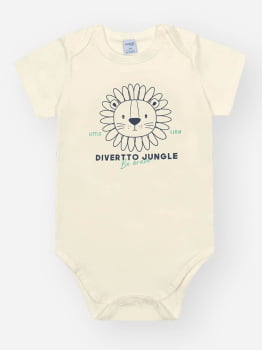 CONJUNTO INFANTIL DIVERTTO BODY ESTAMPA JUNGLE ACOMPANHA CAMISA E BERMUDA EM MOLETOM - 16269