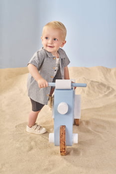 CONJUNTO INFANTIL DIVERTTO BODY ESTAMPA JUNGLE ACOMPANHA CAMISA E BERMUDA EM MOLETOM - 16269