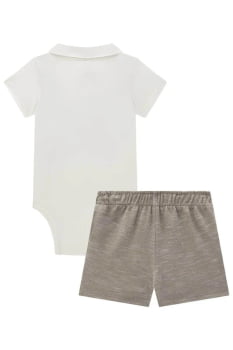 CONJUNTO INFANTIL LUC.BOO DE BODY EM COTTON GRAVATA E BERMUDA EM MESCLADO BICOLOR - 75745