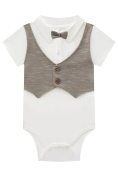 CONJUNTO INFANTIL LUC.BOO DE BODY EM COTTON GRAVATA E BERMUDA EM MESCLADO BICOLOR - 75745