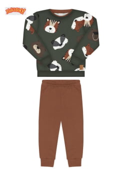 CONJUNTO INFANTIL ALAKAZOO BLUSÃO ESTAMPADO E CALÇA EM MOLETOM - 65226