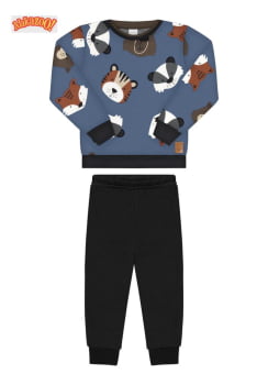 CONJUNTO INFANTIL ALAKAZOO BLUSÃO ESTAMPADO E CALÇA EM MOLETOM - 65226