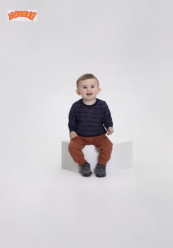 CONJUNTO INFANTIL ALAKAZOO BLUSÃO LISTRADO E CALÇA EM MOLETINHO - 65230