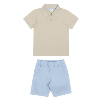 CONJUNTO INFANTIL ALAKAZOO CAMISA POLO E BERMUDA EM SARJA - 39995