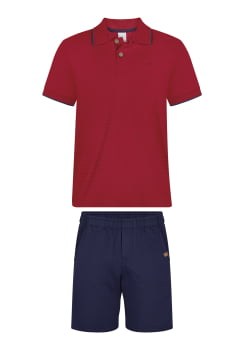 CONJUNTO INFANTIL ALAKAZOO CAMISA POLO E BERMUDA EM SARJA - A5073