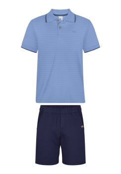 CONJUNTO INFANTIL ALAKAZOO CAMISA POLO E BERMUDA EM SARJA - A5073
