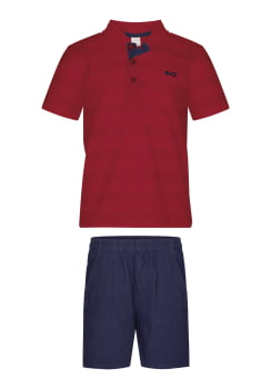 CONJUNTO INFANTIL ALAKAZOO CAMISETA E BERMUDA EM LINHO - A5042