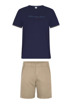 CONJUNTO INFANTIL ALAKAZOO CAMISETA ESTAMPADA E BERMUDA EM SARJA - A5064