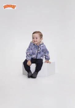 CONJUNTO INFANTIL ALAKAZOO JAQUETA ESTAMPA SELVA E CALÇA EM MOLETOM - 65236