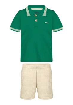 CONJUNTO INFANTIL CAMISA POLO E BERMUDA TEXTURIZADA - A5003
