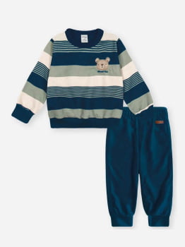 CONJUNTO INFANTIL DIVERTTO BLUSÃO EM MOLETOM LINHO E CALÇA JOGGER EM VELUDO COTELÊ DE MALHA - 022260500