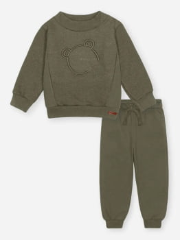 CONJUNTO INFANTIL DIVERTTO BLUSÃO EM MOLETOM QUADRILÊ FELPADO E CALÇA EM MOLETOM FELPADO - 022260240