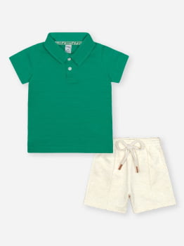 CONJUNTO INFANTIL DIVERTTO CAMISA EM MEIA MALHA E BERMUDA EM MOLETOM - 16311