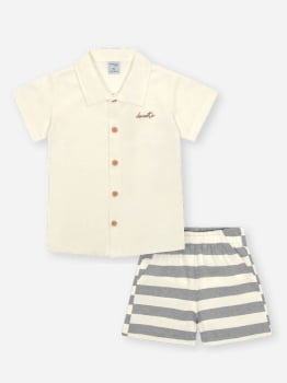 CONJUNTO INFANTIL DIVERTTO CAMISA LINHO E BERMUDA LISTRADA - 16308 CONJUNTO INFANTIL DIVERTTO CAMISA LINHO E BERMUDA LISTRADA - 16308