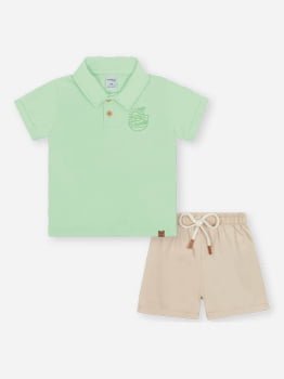 CONJUNTO INFANTIL DIVERTTO CAMISA POLO COM BORDADO E BERMUDA EM SARJA - 16309 CONJUNTO INFANTIL DIVERTTO CAMISA POLO COM BORDADO E BERMUDA EM SARJA - 16309