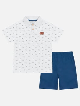 CONJUNTO INFANTIL DIVERTTO CAMISA POLO COM ESTAMPA E BERMUDA - 17790