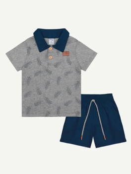 CONJUNTO INFANTIL DIVERTTO CAMISA POLO COM ESTAMPA E BERMUDA EM SARJA - 16169