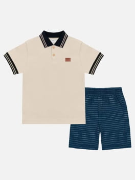 CONJUNTO INFANTIL DIVERTTO CAMISA POLO E BERMUDA E BERMUDA LISTRADA - 17789