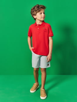CONJUNTO INFANTIL DIVERTTO CAMISA POLO VERMELHO E BERMUDA EM SARJA - 27163 CONJUNTO INFANTIL DIVERTTO CAMISA POLO VERMELHO E BERMUDA EM SARJA - 27163