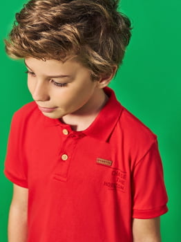 CONJUNTO INFANTIL DIVERTTO CAMISA POLO VERMELHO E BERMUDA EM SARJA - 27163