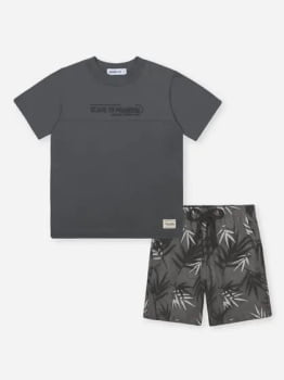 CONJUNTO INFANTIL DIVERTTO CAMISETA COM ESTAMPA 3D E BERMUDA EM TACTEL ESTAMPADA - 27054