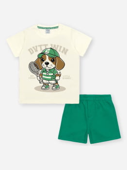 CONJUNTO INFANTIL DIVERTTO CAMISETA COM ESTAMPA DE CACHORRINHO E BERMUDA TEXTURIZADA - 16299 CONJUNTO INFANTIL DIVERTTO CAMISETA COM ESTAMPA DE CACHORRINHO E BERMUDA TEXTURIZADA - 16299