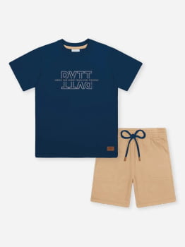 CONJUNTO INFANTIL DIVERTTO CAMISETA COM ESTAMPA E BERMUDA MOLETOM - 27043