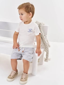 CONJUNTO INFANTIL DIVERTTO CAMISETA COM ESTAMPA NAS COSTAS E BERMUDA - 16178