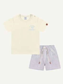 CONJUNTO INFANTIL DIVERTTO CAMISETA COM ESTAMPA NAS COSTAS E BERMUDA - 16178