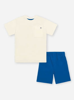 CONJUNTO INFANTIL DIVERTTO CAMISETA COM ESTAMPA NAS COSTAS E BERMUDA EM MOLETINHO - 27133