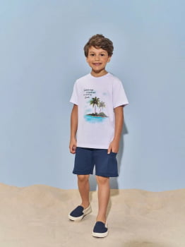 CONJUNTO INFANTIL DIVERTTO CAMISETA COM ESTAMPA TROPICAL E BERMUDA EM MOLETOM - 27038 CONJUNTO INFANTIL DIVERTTO CAMISETA COM ESTAMPA TROPICAL E BERMUDA EM MOLETOM - 27038