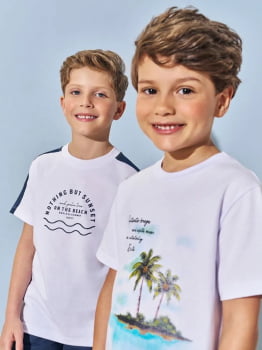 CONJUNTO INFANTIL DIVERTTO CAMISETA COM ESTAMPA TROPICAL E BERMUDA EM MOLETOM - 27038