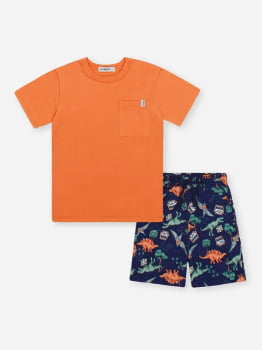 CONJUNTO INFANTIL DIVERTTO CAMISETA E BERMUDA DINO EM NYLON - 022261970