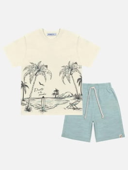 CONJUNTO INFANTIL DIVERTTO CAMISETA E BERMUDA ESTAMPA PRAIA - 17772