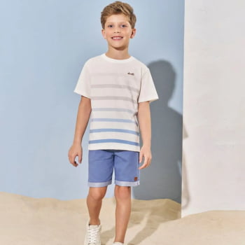 CONJUNTO INFANTIL DIVERTTO CAMISETA EM LINHO LISTRADO E BERMUDA EM JEANS - 27046