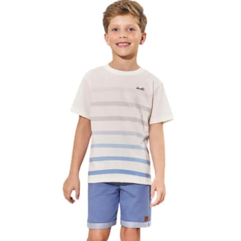 CONJUNTO INFANTIL DIVERTTO CAMISETA EM LINHO LISTRADO E BERMUDA EM JEANS - 27046