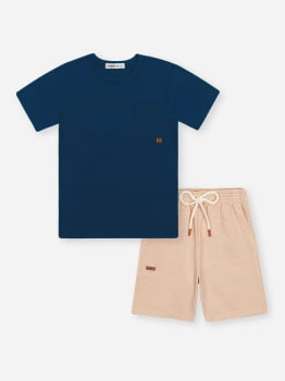 CONJUNTO INFANTIL DIVERTTO CAMISETA EM MEIA MALHA E BERMUDA EM MOLETOM - 022261940