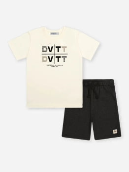 CONJUNTO INFANTIL DIVERTTO CAMISETA EM MEIA MALHA E BERMUDA EM MOLETOM JACQUARD - 022261910