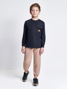 CONJUNTO INFANTIL DIVERTTO CAMISETA EM MEIA MALHA E CALÇA JOGGER EM TECIDO PLANO - 27287