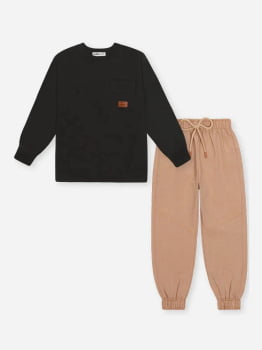 CONJUNTO INFANTIL DIVERTTO CAMISETA EM MEIA MALHA E CALÇA JOGGER EM TECIDO PLANO - 27287