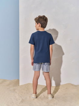 CONJUNTO INFANTIL DIVERTTO CAMISETA EM MEIA MALHA ESTAMPA 3D E BERMUDA EM MOLETOM - 27030